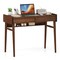 31" Modern Walnut Wicker Computer Desk with 2 Drawers and Shelf, Cable Management